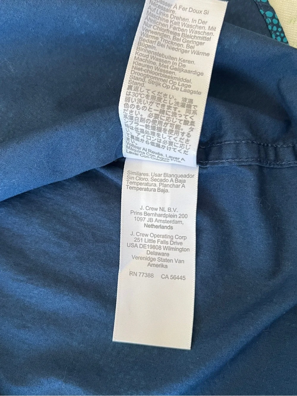 J. Crew Flex Washed Shirt Mens XL Navy Teal Print Short Sleeve Button Down NWOT